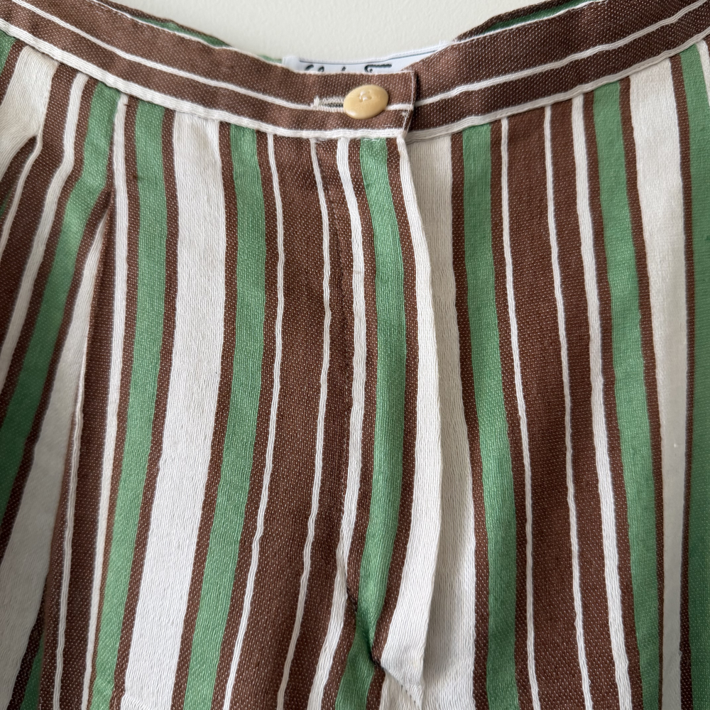 Vintage Salvatore Ferragamo Striped Linen & Silk Pantsuit | Made in Italy | US 8 - Picture 5 of 9